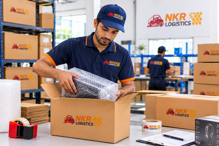 NKR Logistics team carefully packaging products